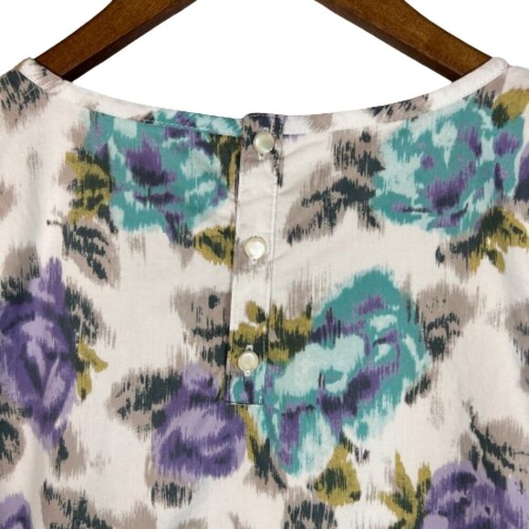 Lands' End Womens Cotton Sleeveless Watercolor Floral Dress Sz 12 Summer Pockets - Picture 13 of 14